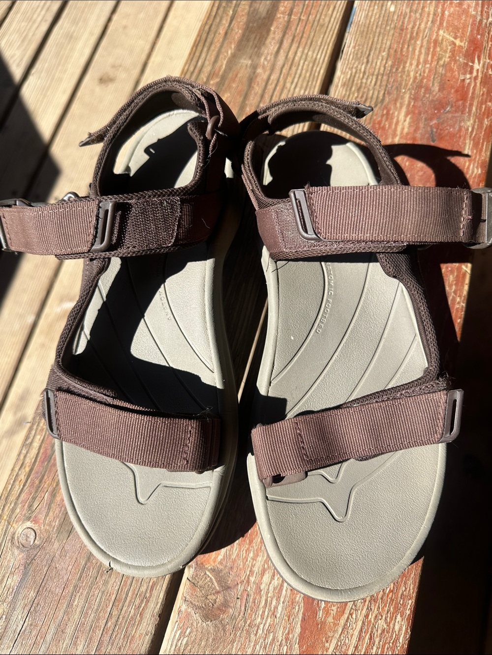 Teva Men's Brown Strappy Sandals with Gray Footbed